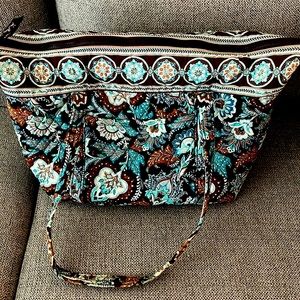 Vera Bradley quilted diaper bag in blue/brown floral